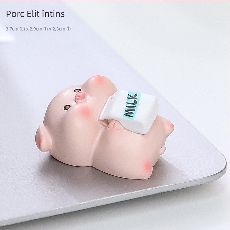 Figuă din rășină cu purceluș pentru consola centrală a mașinii și birou, peisaj mini, decor animal în stil desen animat • Brand: Wisdom Forest • Material: Rășină • Stil: Cartoon • Categoria: Animale