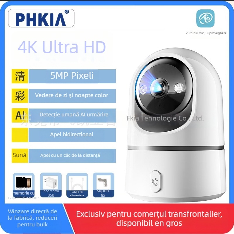 Feikaiya Ky-k02w Cameră Inteligentă Wireless pentru Casă cu Control prin Aplicație Mobilă, 1080p HD, Viziune de Noapte, Interior
