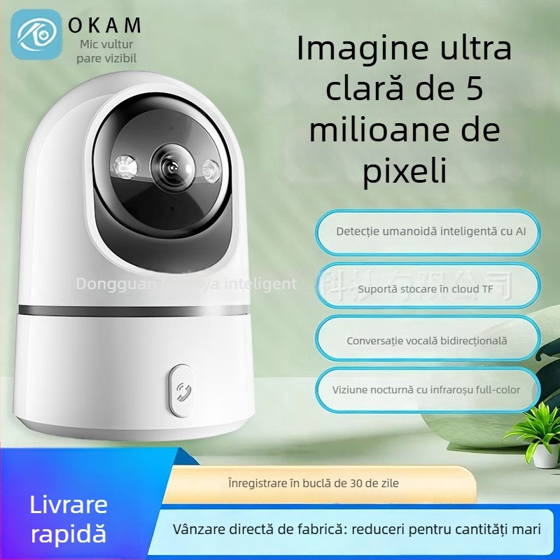 Feikaiya Ky-k02w Cameră Inteligentă Wireless pentru Casă cu Control prin Aplicație Mobilă, 1080p HD, Viziune de Noapte, Interior