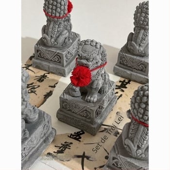 Pereche de lei din Bluestone, Zhuotai, stil chinezesc, tea pets din rășină pentru birou și decor de acvariu