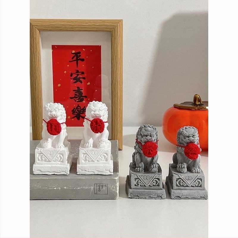 Pereche de lei din Bluestone, Zhuotai, stil chinezesc, tea pets din rășină pentru birou și decor de acvariu