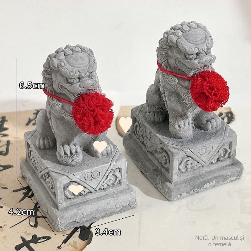 Pereche de lei din Bluestone, Zhuotai, stil chinezesc, tea pets din rășină pentru birou și decor de acvariu