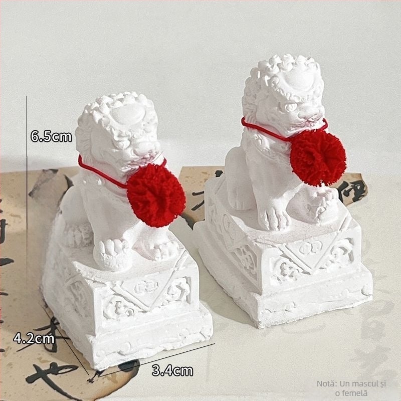 Pereche de lei din Bluestone, Zhuotai, stil chinezesc, tea pets din rășină pentru birou și decor de acvariu