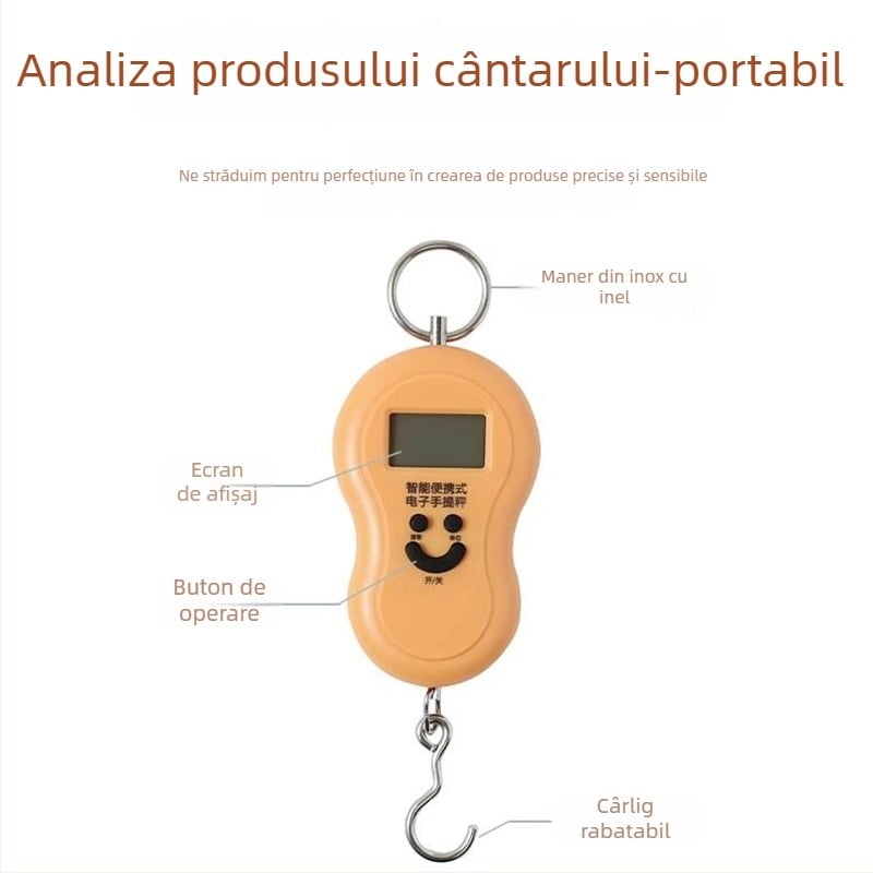 Leban cântar electronic portabil, precizie înaltă, capacitate 50 kg, pentru uz casnic, cu cârlig