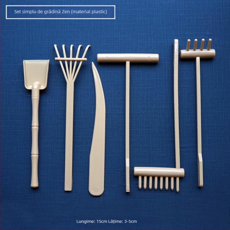 Set de birou în stil japonez Karesansui cu nisip – masă Zen cu nisip pentru peisaje mini DIY și meditație acasă, plastic și rășină, cutie cadou, cod produs T56710295477075