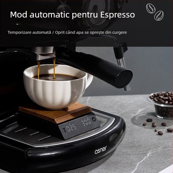 Balanță electronică pentru cafea din lemn de nuc, design în stil italian, temporizator inteligent automat, interval de măsurare 0.03-2000 g