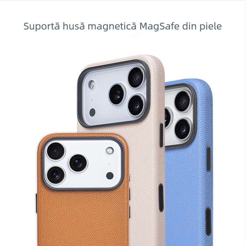 Husă iPhone 17 din piele naturală, lucrată manual, protecție completă, închidere magnetică, anti-alunecare