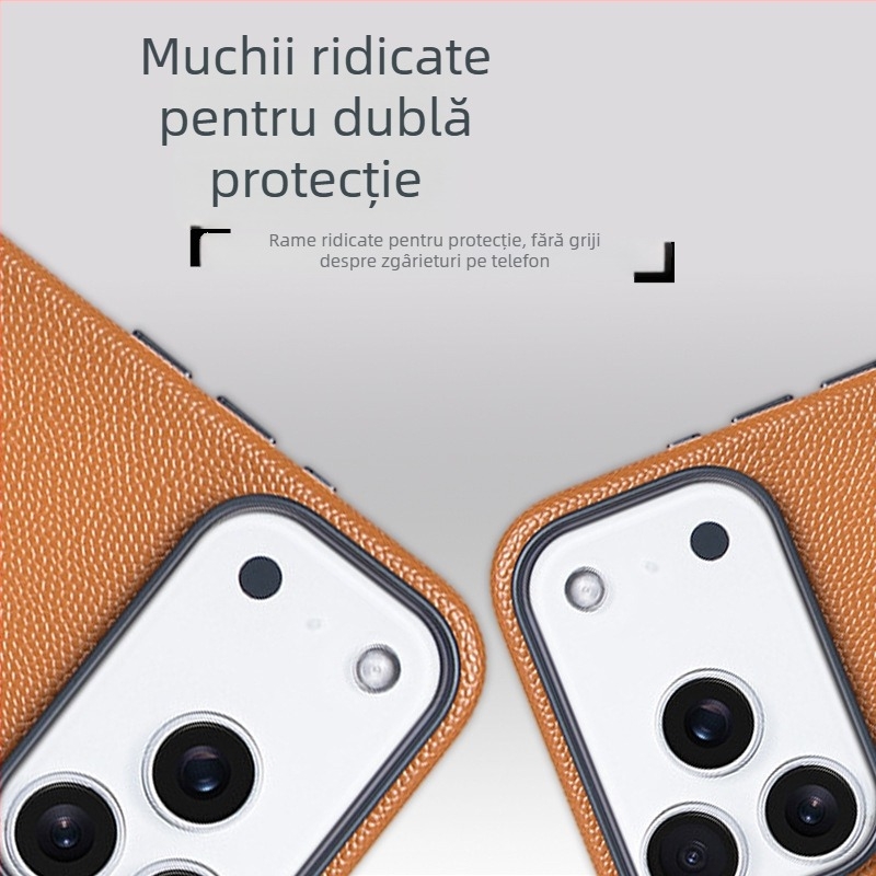 Husă iPhone 17 din piele naturală, lucrată manual, protecție completă, închidere magnetică, anti-alunecare