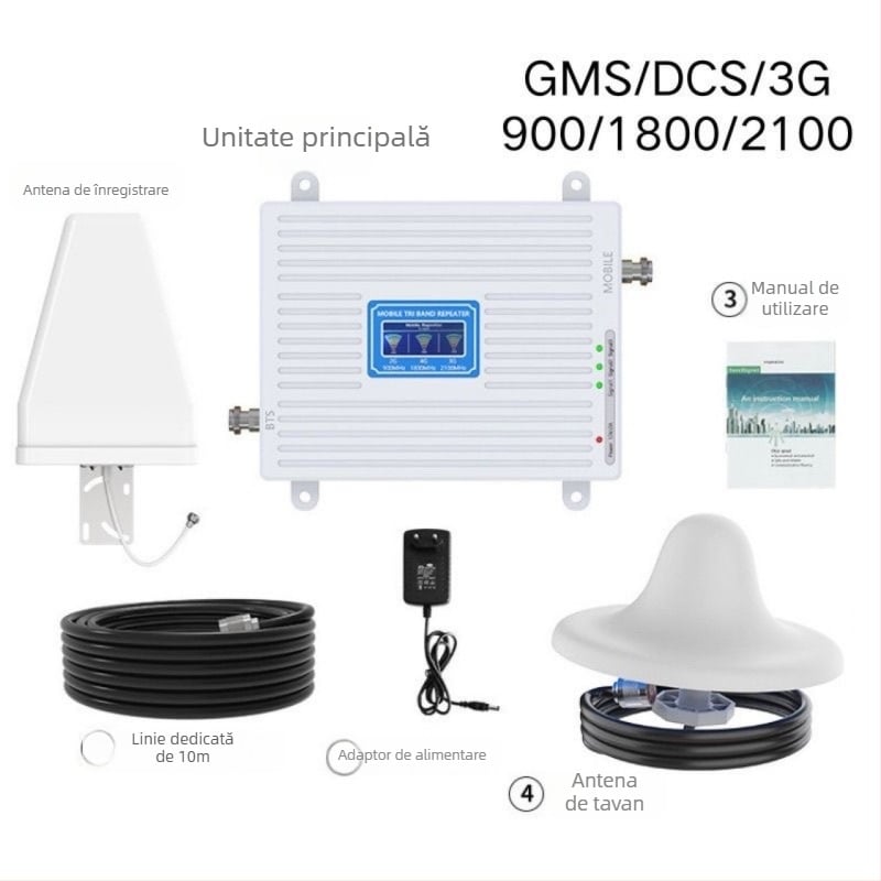 XR RFYT-SGDW amplificator de semnal mobil cu cinci benzi, 850/900/1800/2100/2600 MHz, FDD, acoperire până la 600, greutate 0,8 kg