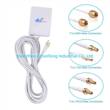 Antena 4G/5G LTE cu interfață dublă (SMA și TS9), panou plat compact, cablu dual-line de 2 m, VSWR ≤ 1.5