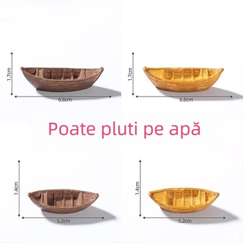 Mini barcă plutitoare realistă – ornament pentru apă, decor DIY pentru micro peisaj în acvariu, material: rășină/plastic