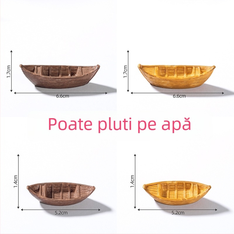 Mini barcă plutitoare realistă – ornament pentru apă, decor DIY pentru micro peisaj în acvariu, material: rășină/plastic