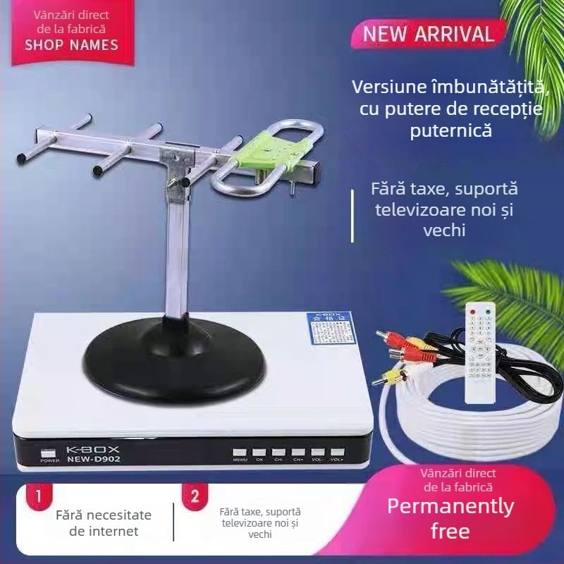 Set-top box TV offline cu antenă internă pentru zone rurale — rezoluție 1024x1024, 8GB RAM, cip R.s.king