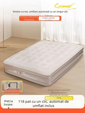 Pat de aer pentru camping în aer liber, suprafață catifelată tip flocking, autoinflabil, 7,5 kg, sarcină maximă 450 kg