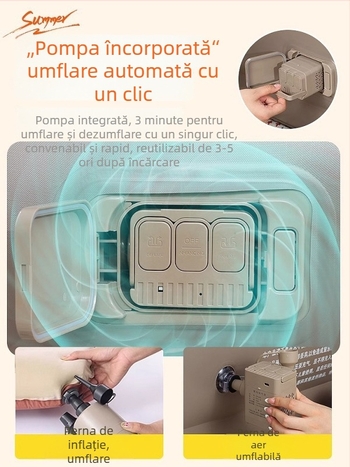 Pat de aer pentru camping în aer liber, suprafață catifelată tip flocking, autoinflabil, 7,5 kg, sarcină maximă 450 kg