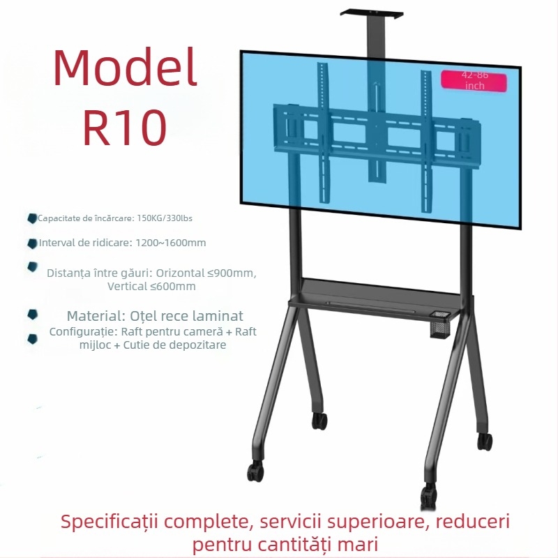 Jihui suport TV mobil din seria R (R10/R12) cu braț metalic, capacitate de încărcare 15 kg sau mai mult, reglaj complet automat
