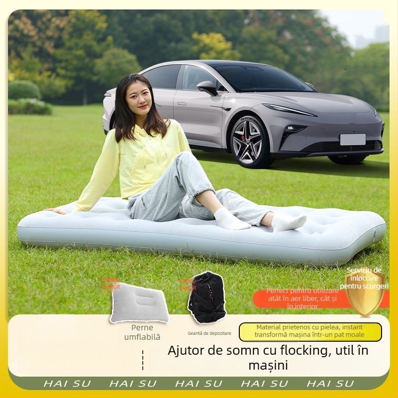 Saltea gonflabilă pentru camping în aer liber, auto-umflabilă, cu două straturi, pliabilă, cu pompă externă