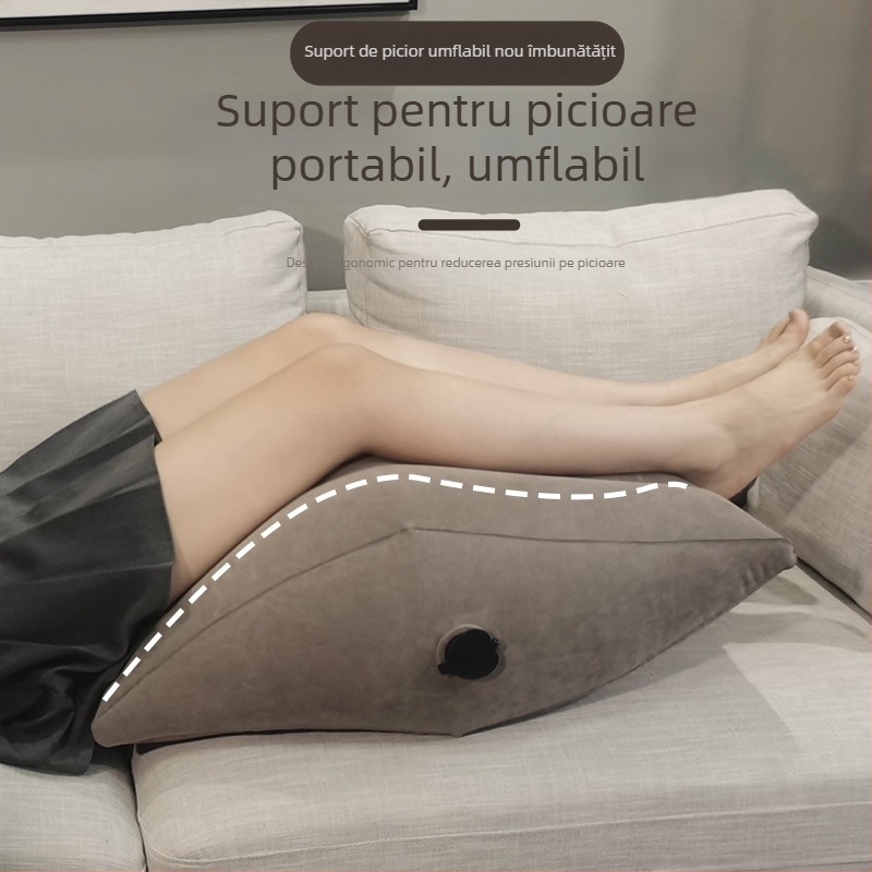 Suport gonflabil pentru picioare în timpul călătoriilor, PVC flocking, model cu două ventile mari, grosime 0,4 mm, greutate 0,4 kg