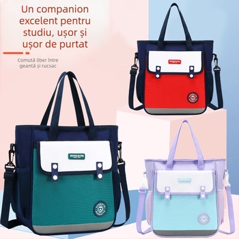 Geantă de școală din nylon pentru elevi de școală primară — unisex, ușoară, respirabilă, reduce încărcarea, căptușeală din poliester, stil modern