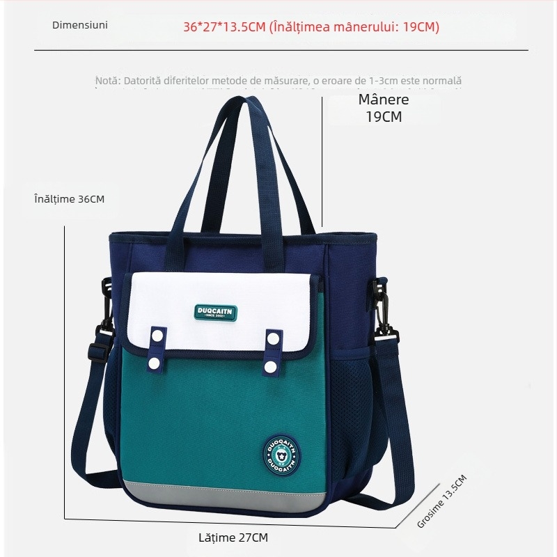 Geantă de școală din nylon pentru elevi de școală primară — unisex, ușoară, respirabilă, reduce încărcarea, căptușeală din poliester, stil modern