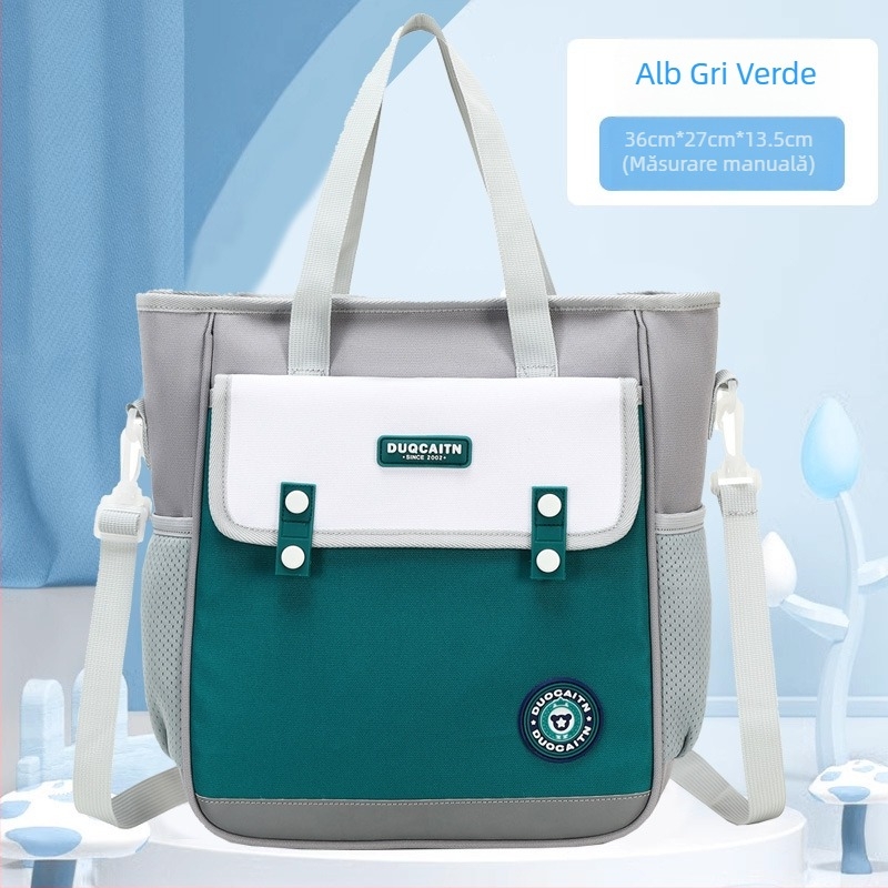 Geantă de școală din nylon pentru elevi de școală primară — unisex, ușoară, respirabilă, reduce încărcarea, căptușeală din poliester, stil modern