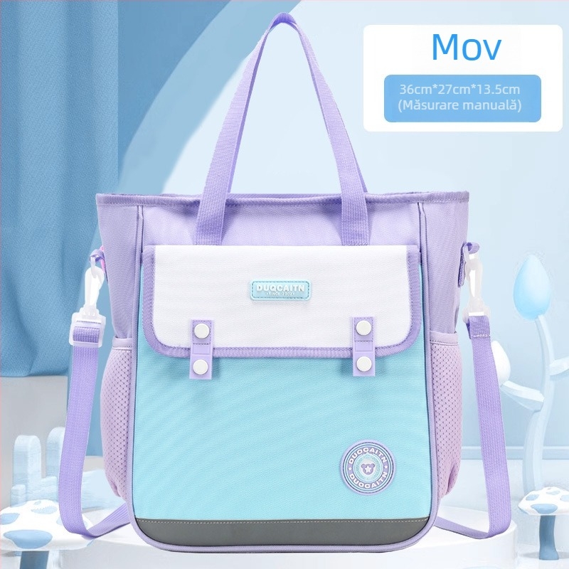 Geantă de școală din nylon pentru elevi de școală primară — unisex, ușoară, respirabilă, reduce încărcarea, căptușeală din poliester, stil modern