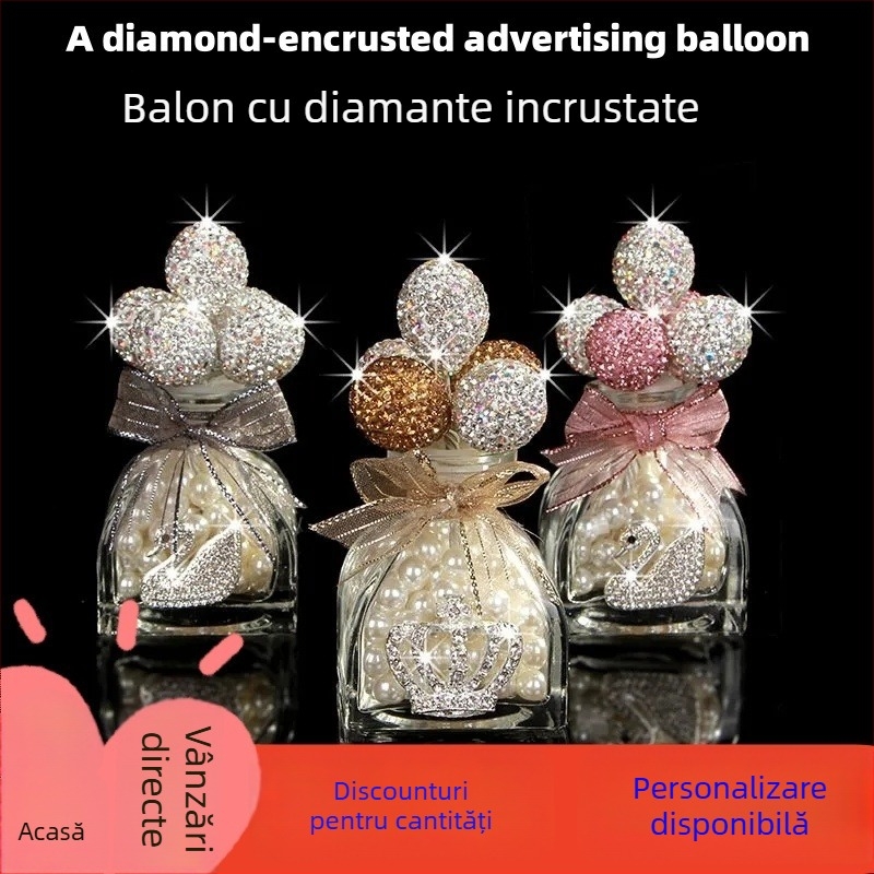 Ornament de interior auto cu balon de confesie și sticluță de parfum cu diamant, stil modern, material glazură colorată, personalizare, aromaterapie, brand YUDIE