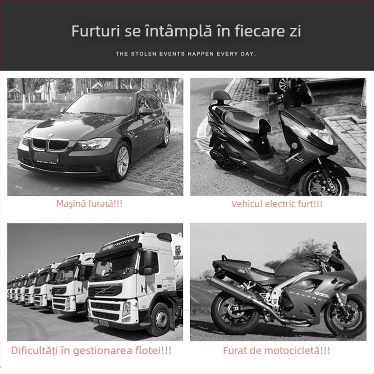 Pozitioner GPS 4G, model J26A, precizie GPS 5-10 m, alarme: deconectare alimentare, SOS, mișcare, geofence, antenă încorporată GPS + GSM
