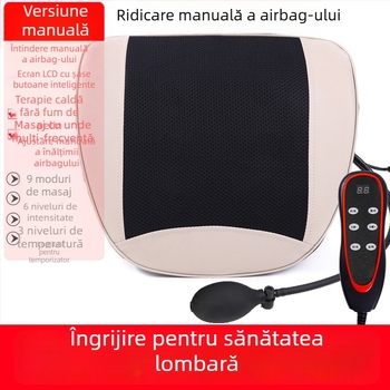 Masajer spate, gât și talie cu pernă lombară, 2 capete de masaj, 3 moduri, temporizator, alimentare prin priză, Aiyoukang