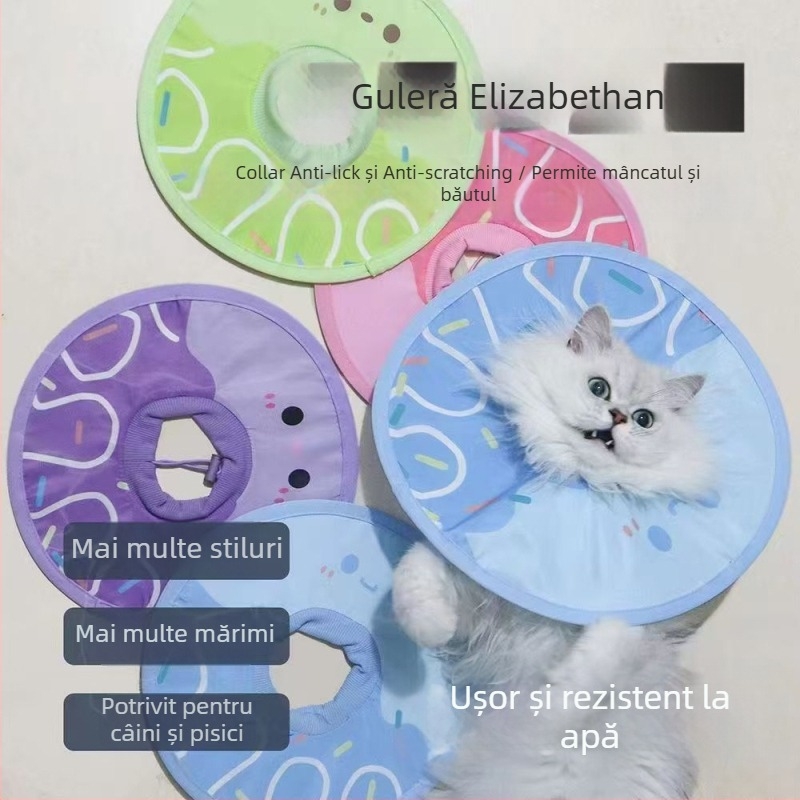 PAWLUX Colier Elizabethan pentru animale de companie – poliester, universal, stil japonez-coreean