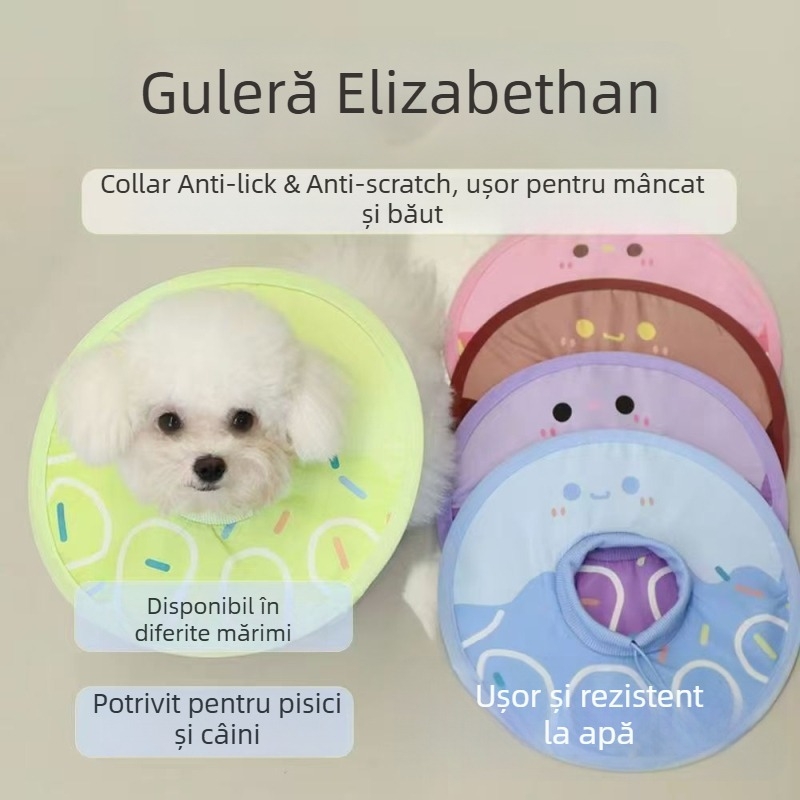 PAWLUX Colier Elizabethan pentru animale de companie – poliester, universal, stil japonez-coreean