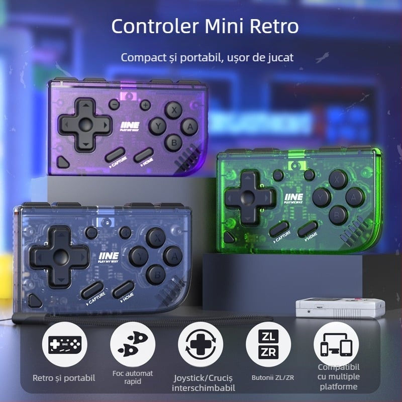 Controller de joc mini, fără fir, interfață USB-C, 50 g, compatibil Switch/PC/IOS, nivel începător.