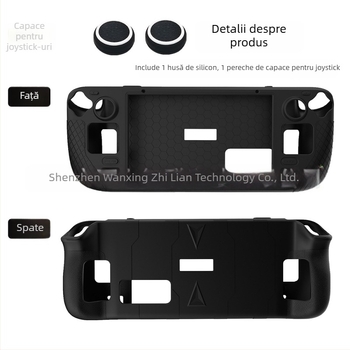 Carcasă de protecție din silicon pentru Steam Deck, cu husă din silicon și capac conductor – proces Beer-glue; greutate 155 g; conținut: cutie color, husă din silicon, capac rocker, spumă, pungă OPP
