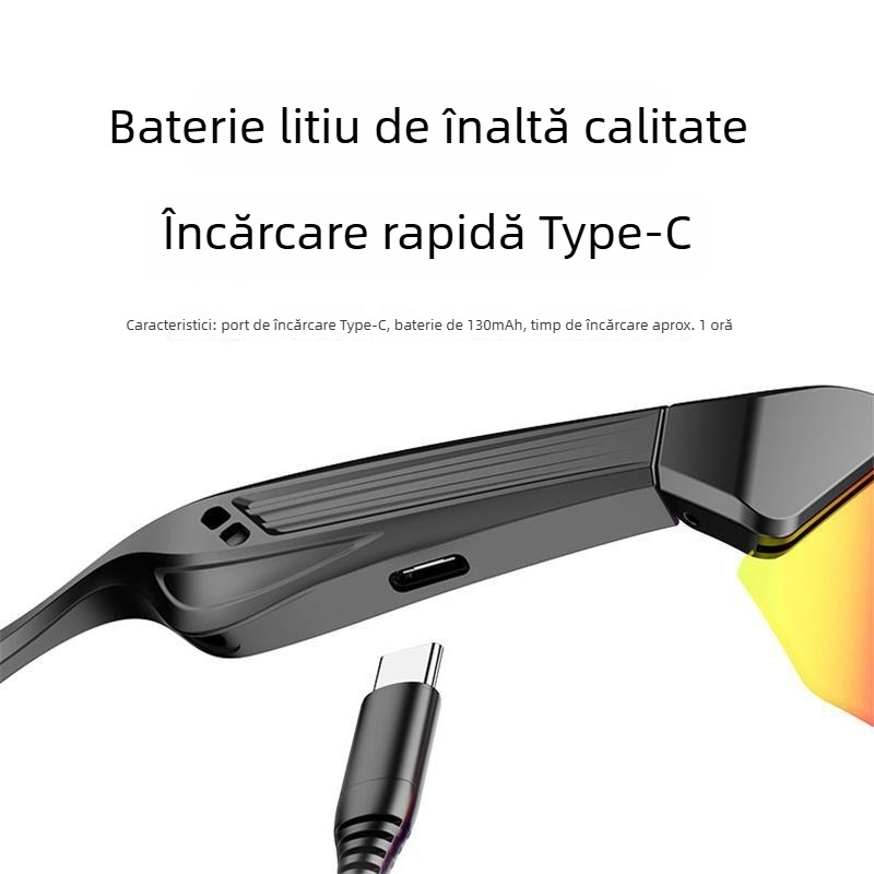 YJ006 Ochelari inteligenți pentru ciclism și convorbiri, ochelari de soare outdoor unisex cu muzică și navigație, protecție UV, ramă PC, baterie 130mAh, ecran 72x59, 44g