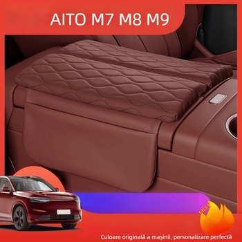 Pad protector pentru cotieră pentru Wenjie M7/M8/M9, acoperire centrală a cotierii înălțătoare și protecție din piele; Forge Ahead, personalizare disponibilă.