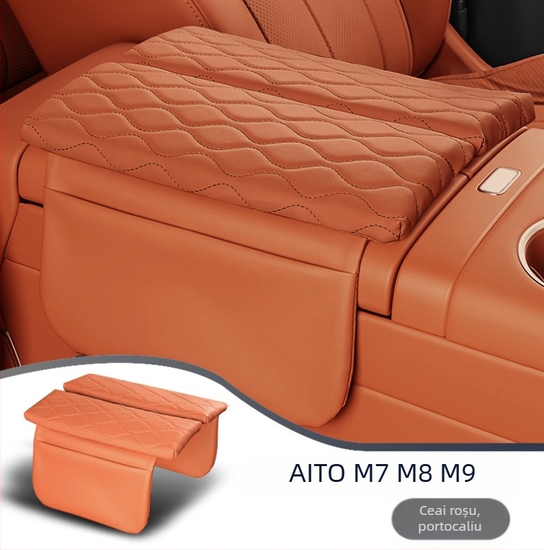 Pad protector pentru cotieră pentru Wenjie M7/M8/M9, acoperire centrală a cotierii înălțătoare și protecție din piele; Forge Ahead, personalizare disponibilă.