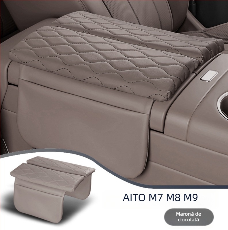 Pad protector pentru cotieră pentru Wenjie M7/M8/M9, acoperire centrală a cotierii înălțătoare și protecție din piele; Forge Ahead, personalizare disponibilă.