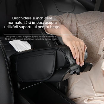 Suport pentru cot auto – pernă de extindere pentru consola, geantă de depozitare și cutie de șervețele, 3-in-1; PVC; universal; personalizabil