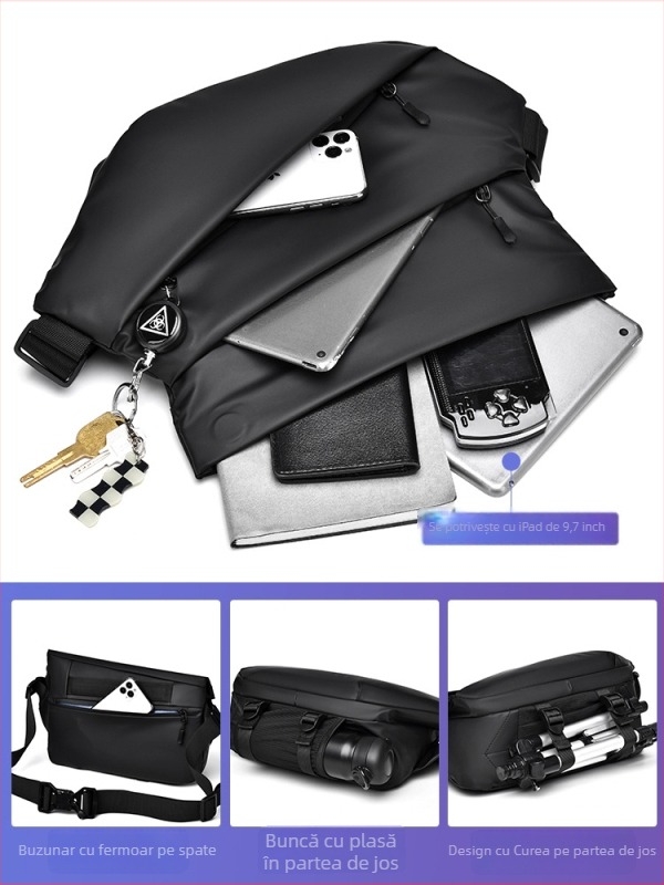 Geantă crossbody pentru bărbați HACIN/Hanchi, stil stradal, țesătură Oxford, impermeabil