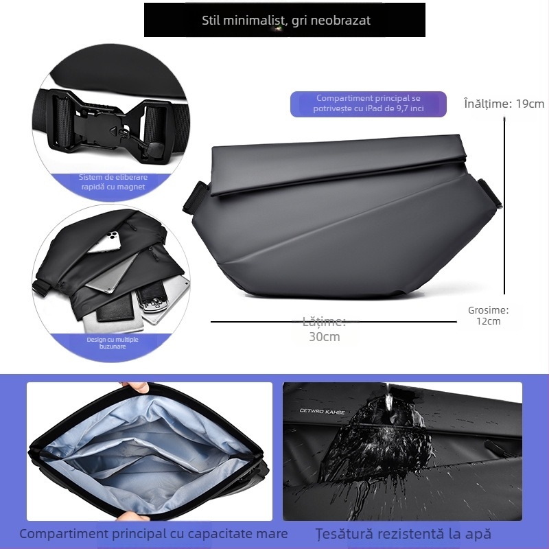 Geantă crossbody pentru bărbați HACIN/Hanchi, stil stradal, țesătură Oxford, impermeabil