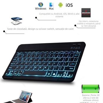 BK030 Set tastatură și mouse fără fir — Bluetooth, design ergonomic, compatibil universal cu smartphone-uri și tablete, posibilitatea imprimării logo-ului