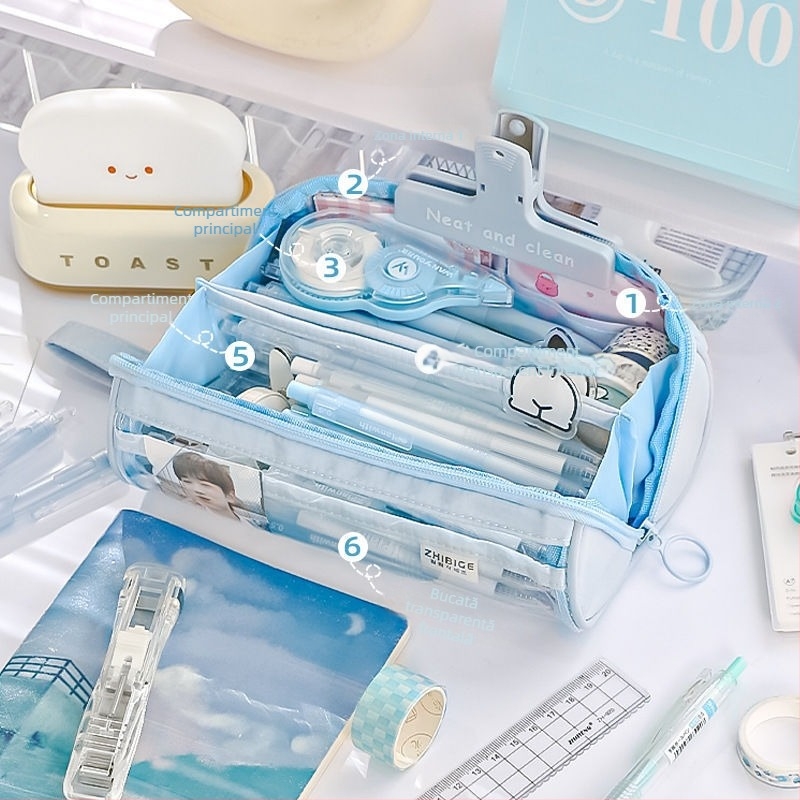 Penar pentru creioane - poliester, stil coreean, multifuncțional, pentru uz general în școală