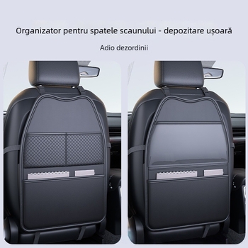 Protecție universală a spătarului scaunului auto cu buzunar de depozitare, material PU, umplutură: țesătură + burete rebound, utilizare all-season
