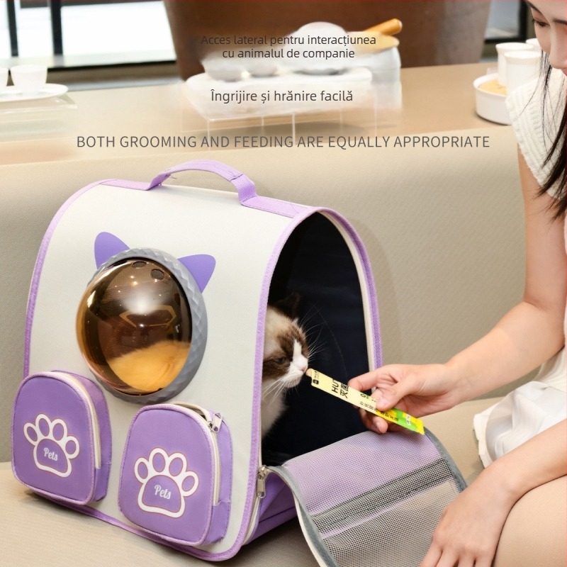 Rucsac pentru pisică – Nylon, model geometric, pliabil, portabil