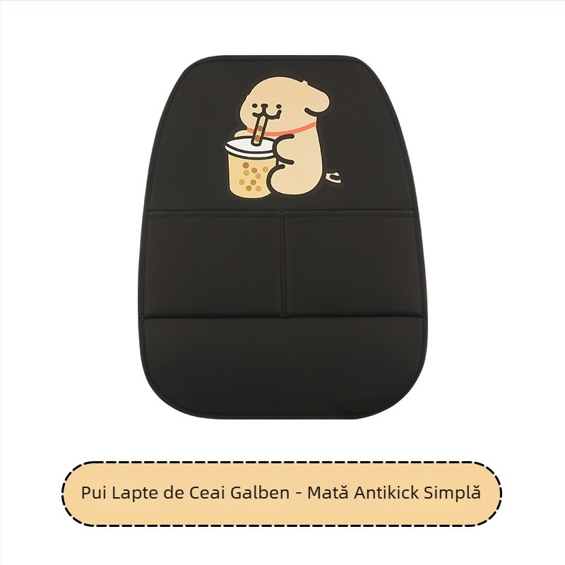 Protecție pentru spatele scaunului auto - Design cu cățeluș desen animat, Material PU, Umplutură din burete, Stil universal, Potrivit pentru toate anotimpurile