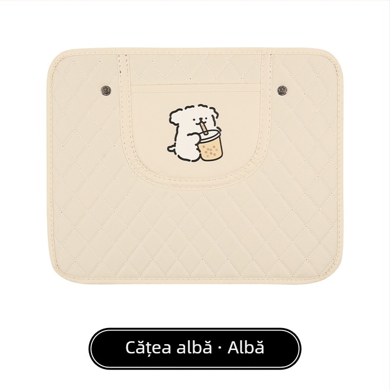Protector pentru spatele scaunului auto, cu model cartoon, PU material, umplere din burete, potrivire universală, buzunar suspendat
