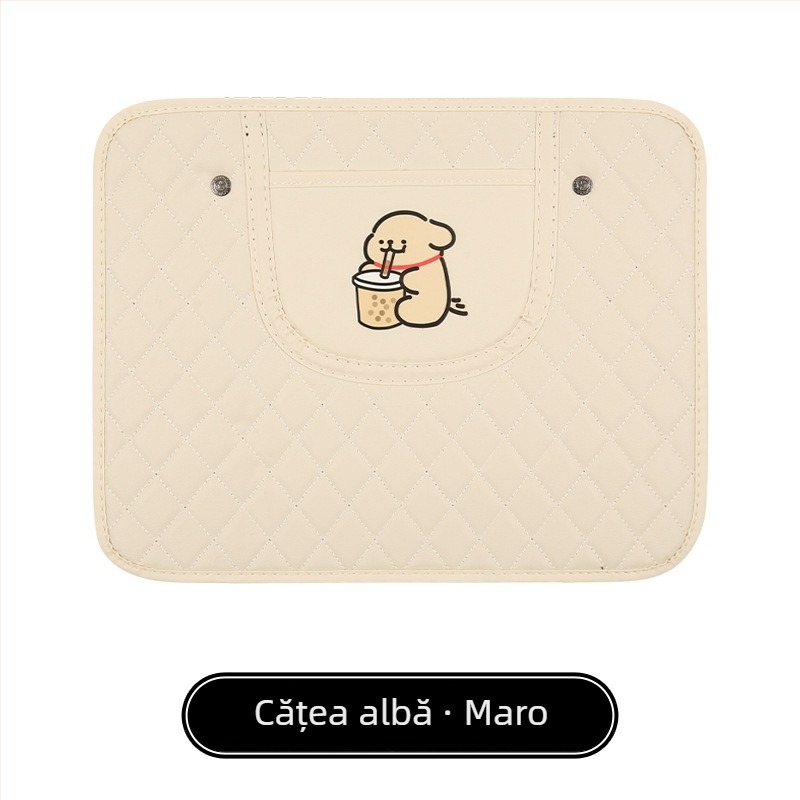 Protector pentru spatele scaunului auto, cu model cartoon, PU material, umplere din burete, potrivire universală, buzunar suspendat