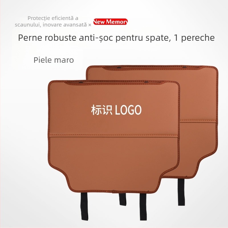 Mingshang Protecție din piele a spatelui banchetei, anti-kick, universal pentru toate sezoanele, model cu logo auto, umplut cu burete