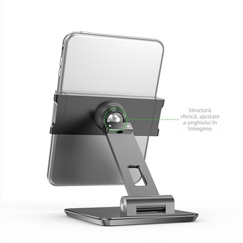 Jiushark JSP-3 Suport pentru tabletă – din aluminiu, pliabil, rotativ, de birou, telescopic