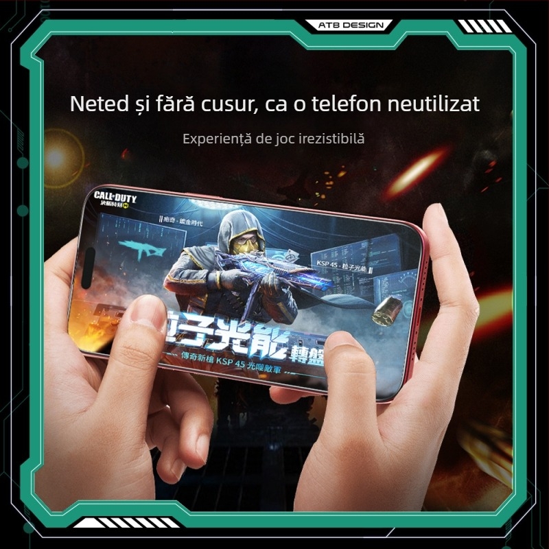 Protector din sticlă securizată pentru ecran, seria ATB Rex, finisaj mat, pentru iPhone 14 Pro Max